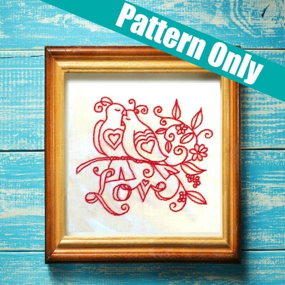 redwork needlework easy embroidery purpose birds funny embroidery red kit pattern