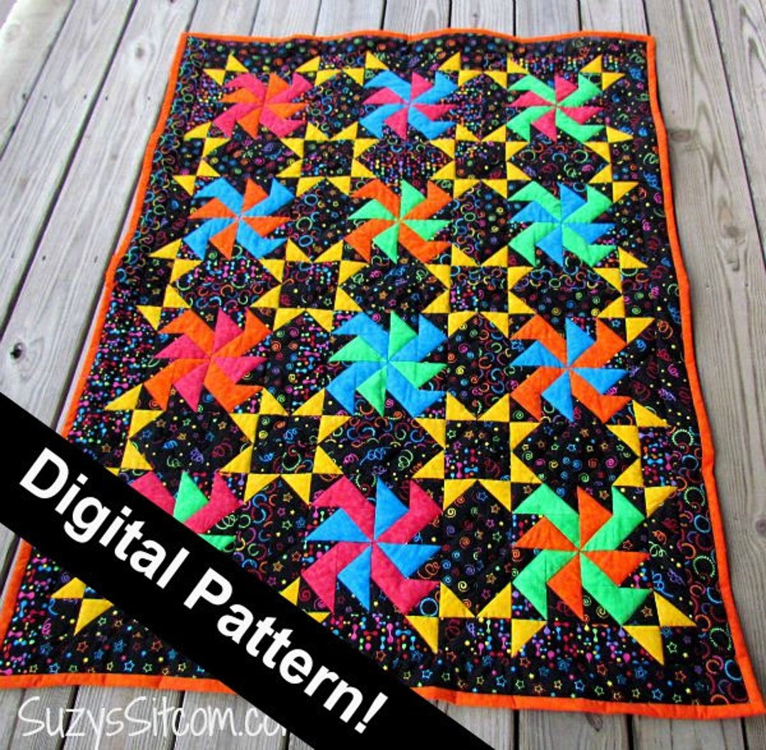 Jewel Tone Pinwheel Quilt Pattern, Easy Sewing (PDF Pattern) - Etsy
