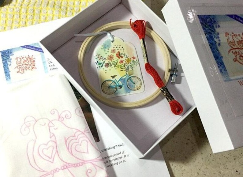 redwork needlework easy embroidery purpose birds funny embroidery red kit pattern
