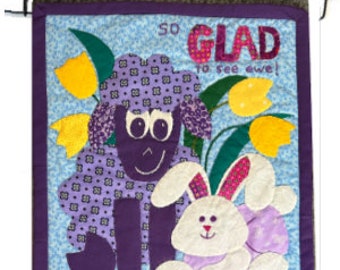 Suzys Banner Series, Glad to See Ewe, Quilt Pattern, Pattern, Monthly Banners, pdf patterns, April
