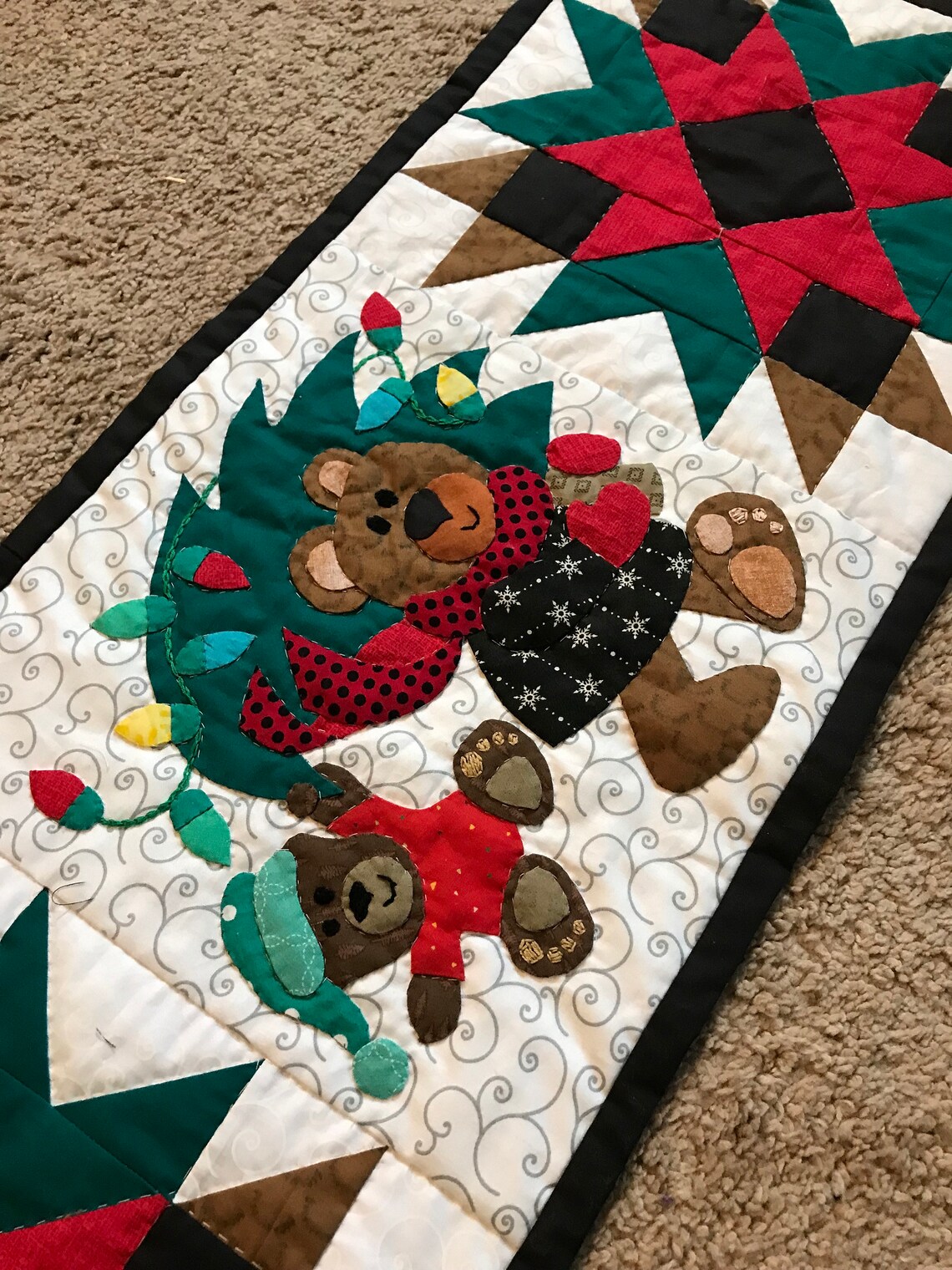 Beary Merry Christmas Table Runner Quilt Pattern (digital Pattern) - Etsy