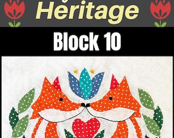 Pennsylvania Dutch Heritage Block 10, vos, Sew Along, Patroon, Maandelijks, volkskunst
