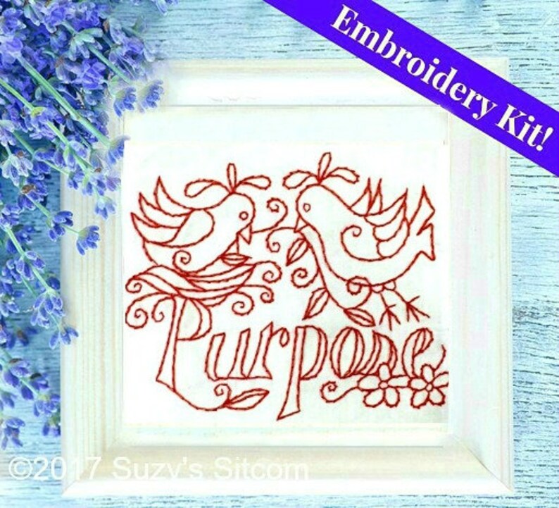 redwork needlework easy embroidery purpose birds funny embroidery red kit pattern