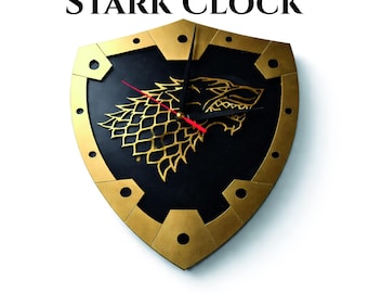 Game of Thrones Stark Direwolf Clock Files | House Stark Sigil Laser Cut & 3D Print | SVG Dxf Stl Lbrn2 | GOT Wall Clock DIY