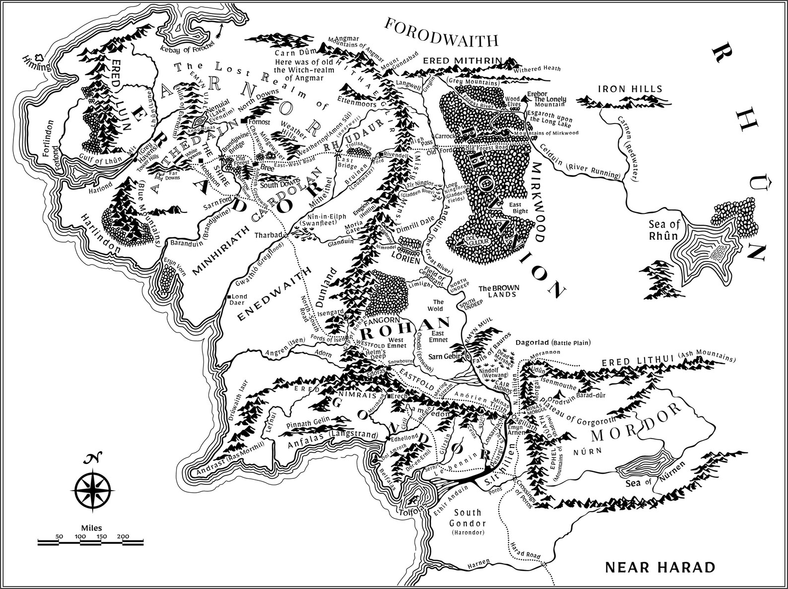 Middle-earth Map Vector Image – Detailed Complete Tolkien Fantasy Map ...