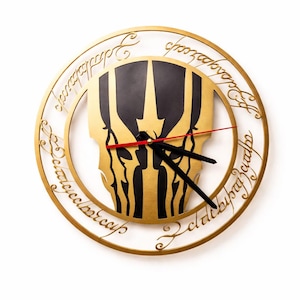 Sauron Wall Clock Handmade Wooden Decor – Lord of the Rings Inspired Minimalist Clock, Collectible Gift, Made in Italy