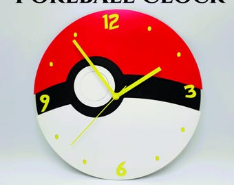 Pokemon clock svg – Pokeball wall clock file bundle, laser cut & 3D print (DxF STL AI LBRN2), DIY gamer decor