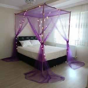 Purple Mosquito Net Any Size, Mosquito Net Bed Canopy, Bed Net, Canopy Netting For Bed, Net For Bedroom, Bed Decor