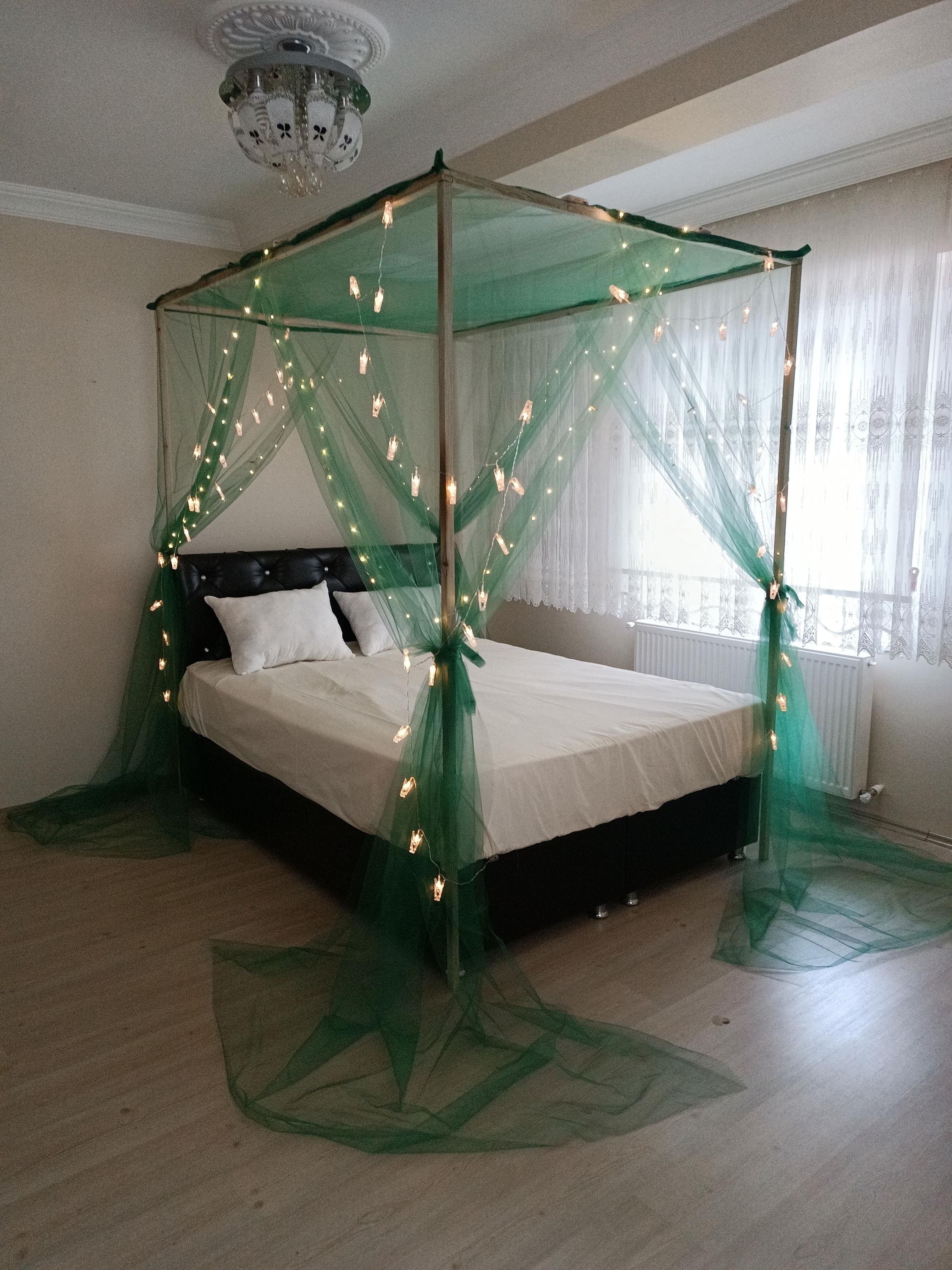 Zanzariera verde, baldacchino per letto, tende a baldacchino per letto, zanzariera di qualsiasi dimensione, zanzariere per letto, arredamento per came