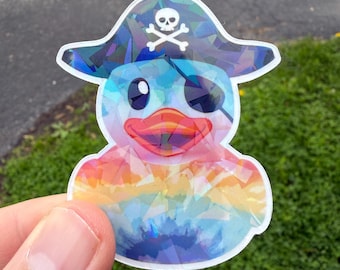Jeep Ducking – Tie-Dye Pirate Rubber Duck Magnet | Die-Cut • Waterproof • UV Resistant | Add Quack-tastic Charm to Your Ride