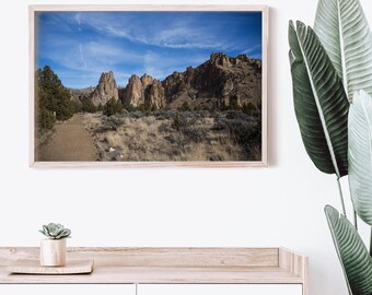 Smith Rock Bend Oregon Fine Art Print, Printable Wall Art, Terrebonne, Horizontal Instant Download, National Park Landscape, Central Oregon