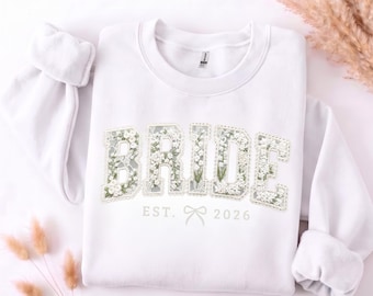 Bride Sweatshirt with Name and Wedding Date |  Personalized Wifey Sweatshirt | Bridal Shower Gifts  | Bride est 2026 sweater