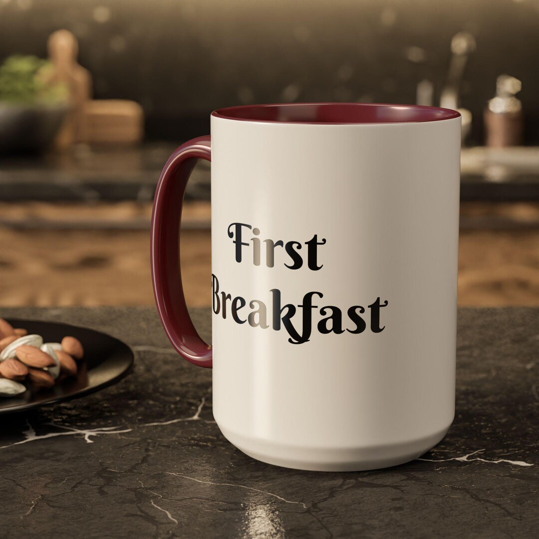 Colorful First Breakfast Mug, Personalized Coffee Drinkware - Etsy