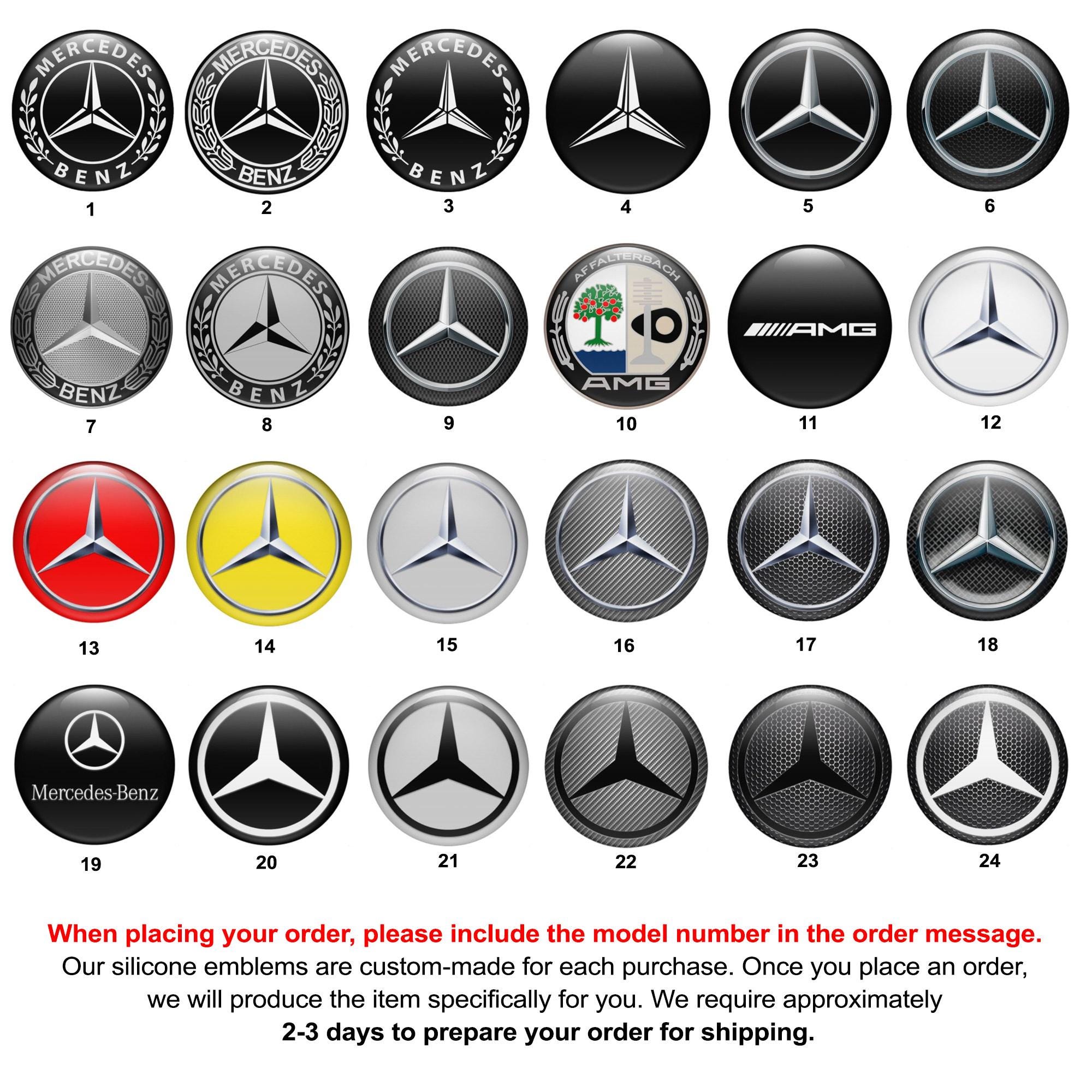 LOTTO 4 ADESIVI METALLICI MERCEDES AMG 10 CM – PVC Lucido Argentato, Tuning Carrozzeria