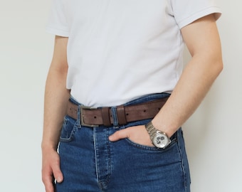 Handcrafted Full-Grain Leather Belt: Italian Alaska Leather, Vintage Buckle