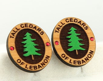 Tall Cedars of Lebanon Cufflinks with Jewels