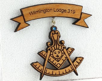 Masonic Past Master Pin Wooden with Jewel