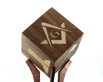 Masonic Wood Inlaid Cube Working Tools