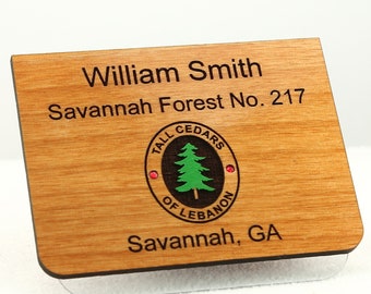 Tall Cedars of Lebanon Name Tag Badge - Engraved Wood