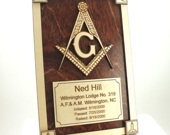 Masonic Plaque - Custom Wood Engraved
