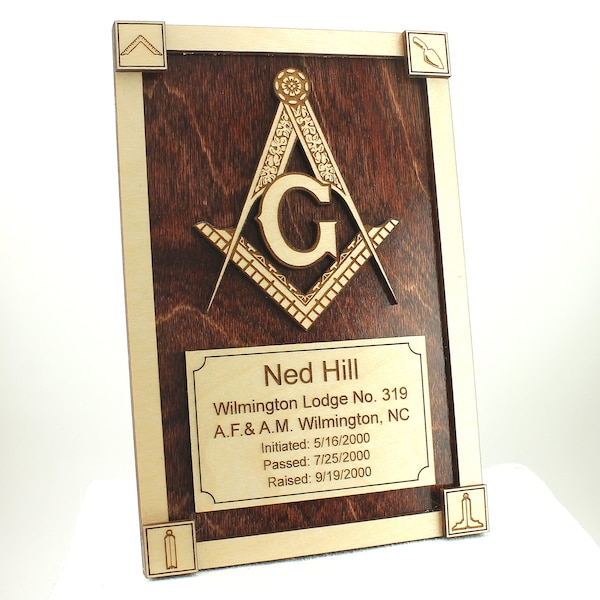 Masonic Plaque - Custom Wood Engraved