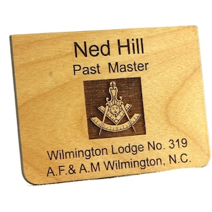 Masonic Past Master Wooden Name Tag / Badge