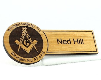 Masonic Name Tag Badge- Wood
