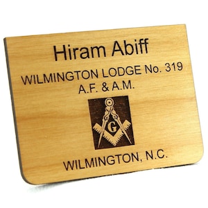 Masonic Name Tag Badge- Wood