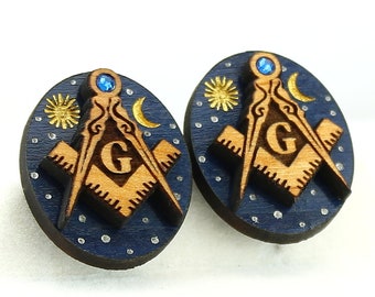 Masonic Cufflinks with Jewels - Starry Heavens Above