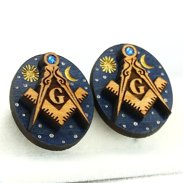 Masonic Cufflinks with Jewels - Starry Heavens Above