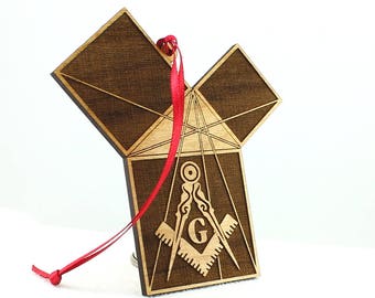 Masonic Christmas Ornament Wooden - 47th Problem of Euclid