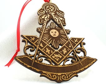 Masonic Past Master Christmas Ornament Wooden