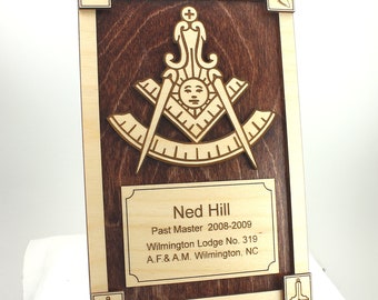Masonic Past Master Plaque - Custom Wood Engraved