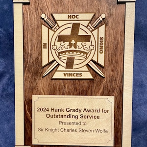 York Rite Commandery Plaque - Custom Wood Engraved