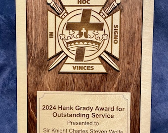 York Rite Commandery Plaque - Custom Wood Engraved