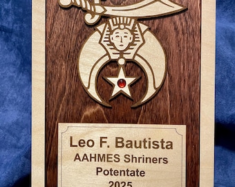 Shriner Plaque Masonic - Custom Wood Engraved