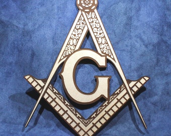 Masonic S&C - Large Wood Engraved