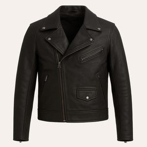 Genuine lambskin leather Motorcycle Jacket Men- Black Leather Biker Jacket Street Fashion Leather Jacket - Biker Jacket Men - Mens Jacket