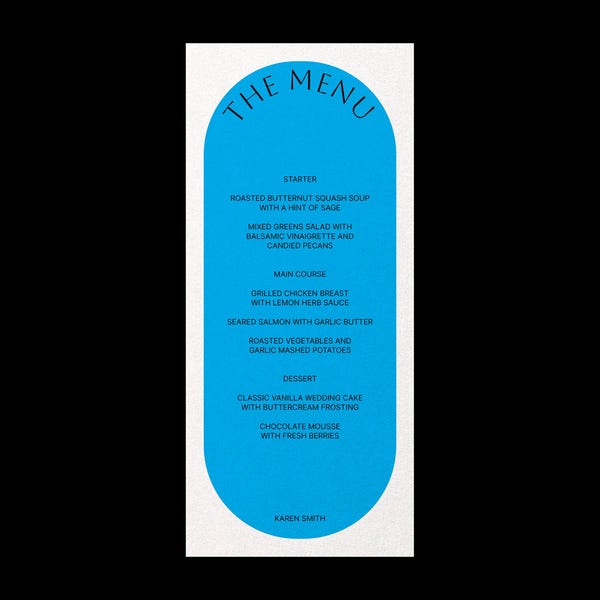 Menu BAUHAUS - Faire-part de mariage géométrique / Audacieux et coloré