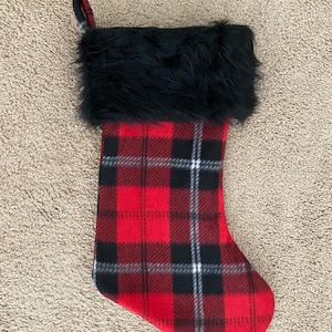 Red + Black Plaid Christmas Stocking