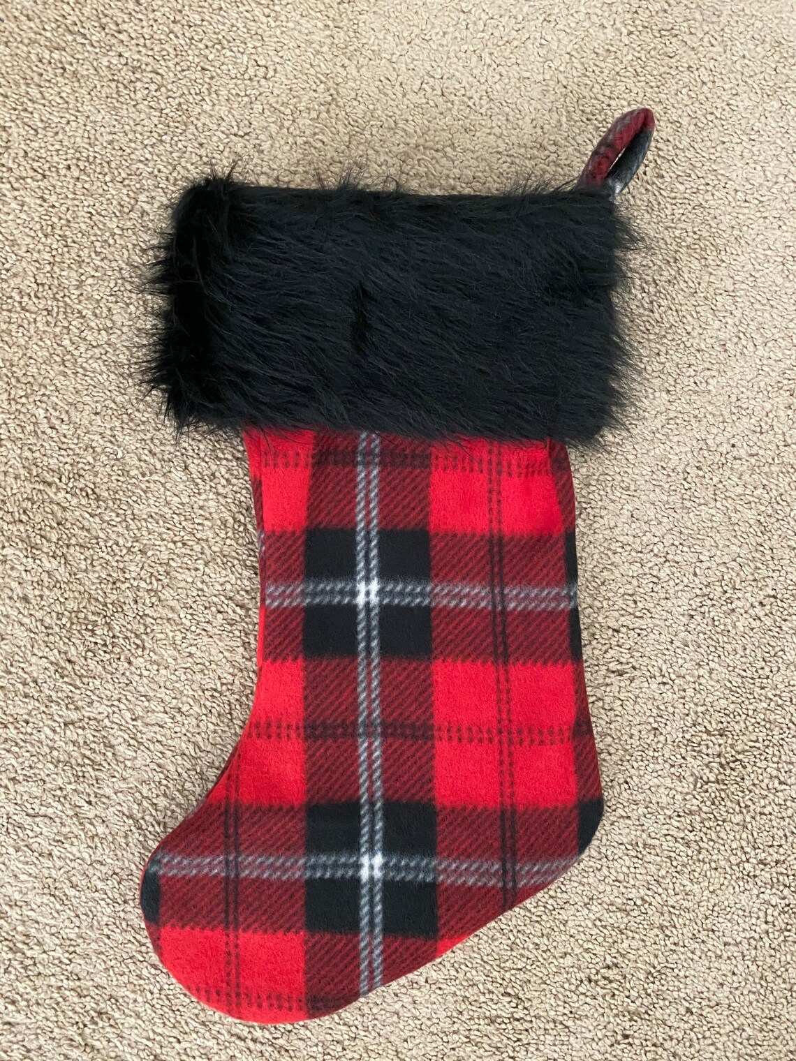 Red Black Plaid Christmas Stocking - Etsy New Zealand