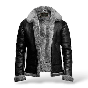 Handmade B3 Shearling Bomber Jacket: Vintage Leather Aviator Style