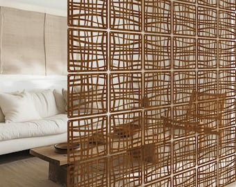 Indoor Privacy Walls, Wooden Room Divider, Modular Wall Panels, Suspended Separating Screen, Interior Partition for Office, Restaurant, Cafe