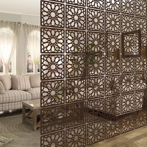 Panels for Hanging Room Divider, Modular Wall Wooden Panels, Privacy Screens for Living Room, Suspended Room Divider, Interior Partition
