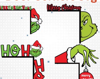 Christmas Door Corner SVG Bundle | Grinch Festive Frame (Digital Download)