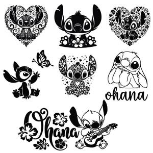 Stitch Mandala SVG, Ohana Clipart, Tecknade Klippfiler (Digital Nedladdning)