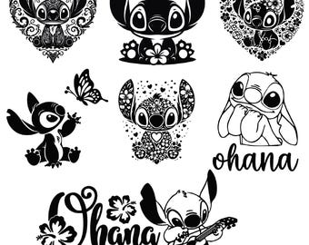 Stitch Mandala SVG, Ohana Clipart, Cartoon Cut Files (Digital Download)