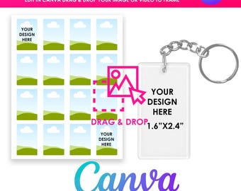 Bearbeitbarer Canva Schlüsselbund Rahmen, Rechteck Sublimationsvorlage (Digitaler Download)