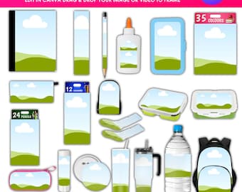 School Supply Mockup Template Bundle: Back To School Designs (Digital Download)