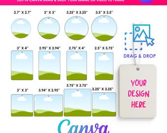 Car Air Freshener Template Bundle: 8.5x11" Canva Editable PNG (Digital Download)